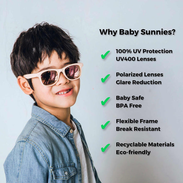 Peach flexible polarized kids sunglasses for ages 3-8 with UV400 protection and eco-friendly materials.