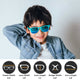 Sky blue polarized kids sunglasses for ages 3-8, offering UV400 protection with a flexible silicone frame.