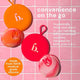 Reusable Bodyotics menstrual discs in orange and red silicone pouches on pink tile background for convenient on-the-go period care