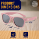 Pink polarized baby sunglasses with strap for 0-24 months, UV400 protection, shatterproof, eco-friendly materials.